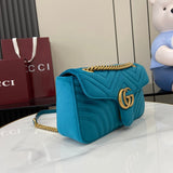 GG Marmont Light Blue Velvet Shoulder Backpack