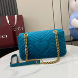 GG Marmont Light Blue Velvet Shoulder Backpack