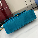 GG Marmont Light Blue Velvet Shoulder Backpack