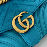 GG Marmont Light Blue Velvet Shoulder Backpack