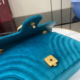 GG Marmont Light Blue Velvet Shoulder Backpack