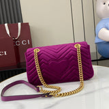 GG Marmont Purple-red Velvet Shoulder Backpack