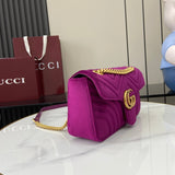 GG Marmont Purple-red Velvet Shoulder Backpack
