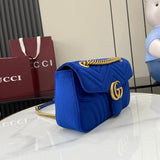 GG Marmont Navy Velvet Chain Backpack