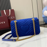 GG Marmont Navy Velvet Chain Backpack