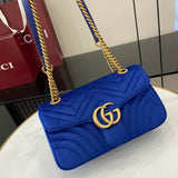 GG Marmont Navy Velvet Chain Backpack
