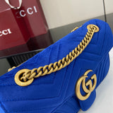 GG Marmont Navy Velvet Chain Backpack