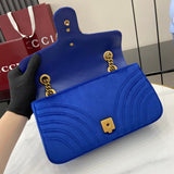 GG Marmont Navy Velvet Chain Backpack