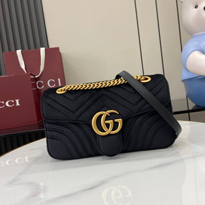 GG GG Marmont Black Velvet Chain Backpack