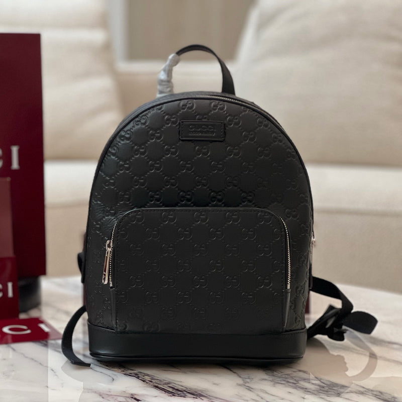 GG Full-Grain Leather Embossed Backpack