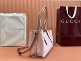 Shopper Bag: GG Pattern & Striped Webbing, New Pink