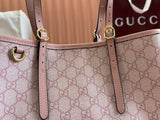 Shopper Bag: GG Pattern & Striped Webbing, New Pink