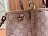 Shopper Bag: GG Pattern & Striped Webbing, New Pink