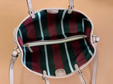 Shopper Bag: GG Pattern & Striped Webbing, New Pink