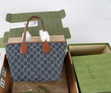 Totissima Small Tote: Blue GG Denim, Leather Trim