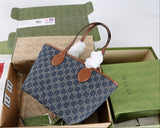 Totissima Small Tote: Blue GG Denim, Leather Trim