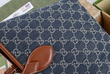Totissima Small Tote: Blue GG Denim, Leather Trim