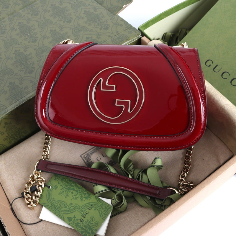 GG Blondie Burgundy Patent Leather Shoulder Bag