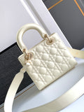 Lady dior Cream White Bag Patent/Calfskin, Detachable Strap