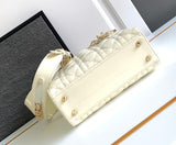 Lady DR Cream White Bag Patent/Calfskin, Detachable Strap