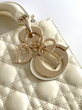 Lady DR Cream White Bag Patent/Calfskin, Detachable Strap