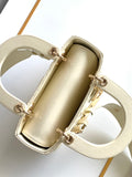 Lady dior Cream White Bag Patent/Calfskin, Detachable Strap