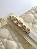 Lady dior Cream White Bag Patent/Calfskin, Detachable Strap