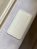 Lady DR Cream White Bag Patent/Calfskin, Detachable Strap