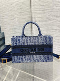 New Denim Tote Mini Oblique Stone-Washed, Strap Version, In Stock