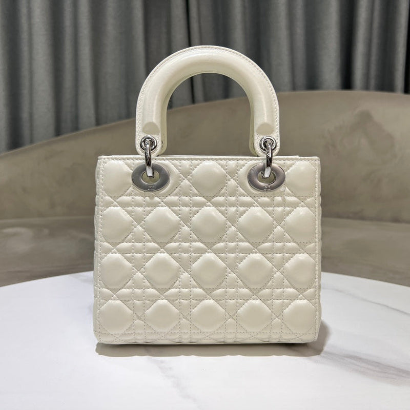 Lady 4-Grid White Parchment Silver Buckle In Stock! Spring/Summer New Color