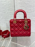 Lady 4-Grid Cherry Red - Gold Buckle & Letter Strap
