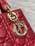 Lady 4-Grid Cherry Red - Gold Buckle & Letter Strap