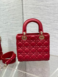 Lady 4-Grid Cherry Red - Gold Buckle & Letter Strap