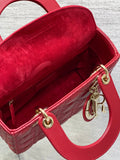 Lady 4-Grid Cherry Red - Gold Buckle & Letter Strap