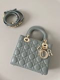 Lady 4-Grid Rock Grey - Lake Blue & Letter Strap