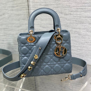 Lady 4-Grid Haze Blue - Gold Buckle & Letter Strap
