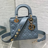 Lady 4-Grid Haze Blue - Gold Buckle & Letter Strap