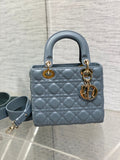 Lady 4-Grid Haze Blue - Gold Buckle & Letter Strap