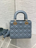 Lady 4-Grid Haze Blue - Gold Buckle & Letter Strap