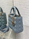Lady 4-Grid Haze Blue - Gold Buckle & Letter Strap