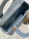 Lady 4-Grid Haze Blue - Gold Buckle & Letter Strap