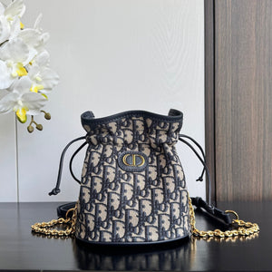 Miss Caro Lucky Bag Cute Drawstring Bucket Bag with Classic Blue