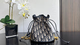 Miss Caro Lucky Bag Cute Drawstring Bucket Bag with Classic Blue