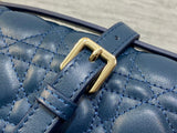Dark Blue Pearl Clutch Rattan Lattice, Chain Detail & Practical Design