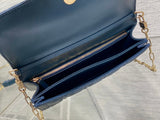 Dark Blue Pearl Clutch Rattan Lattice, Chain Detail & Practical Design