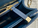 Dark Blue Pearl Clutch Rattan Lattice, Chain Detail & Practical Design