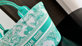 Green Tiger Basket Bag Gradient Embroidery, Diamond Grid & French Romance