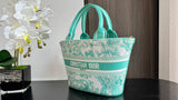 Green Tiger Basket Bag Gradient Embroidery, Diamond Grid & French Romance