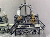 Lady Five-grid Dark Blue Tiger Sculptural Embroidery & Retro Romance