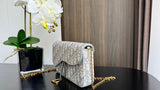 Saddle WOC Chain Bag Gray Oblique, Letter Clasp & Practical Design